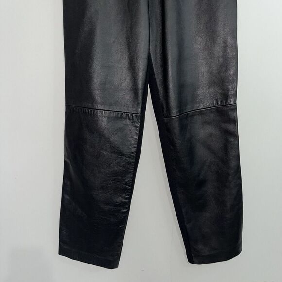 Isabel Women's Leather Pants size 2 Black Stretchy back Night Out Career - Picture 2 of 10